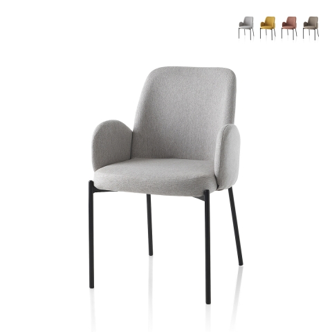 2 x sillas acolchadas para cocina modernas en tela con reposabrazos Antea Promoción