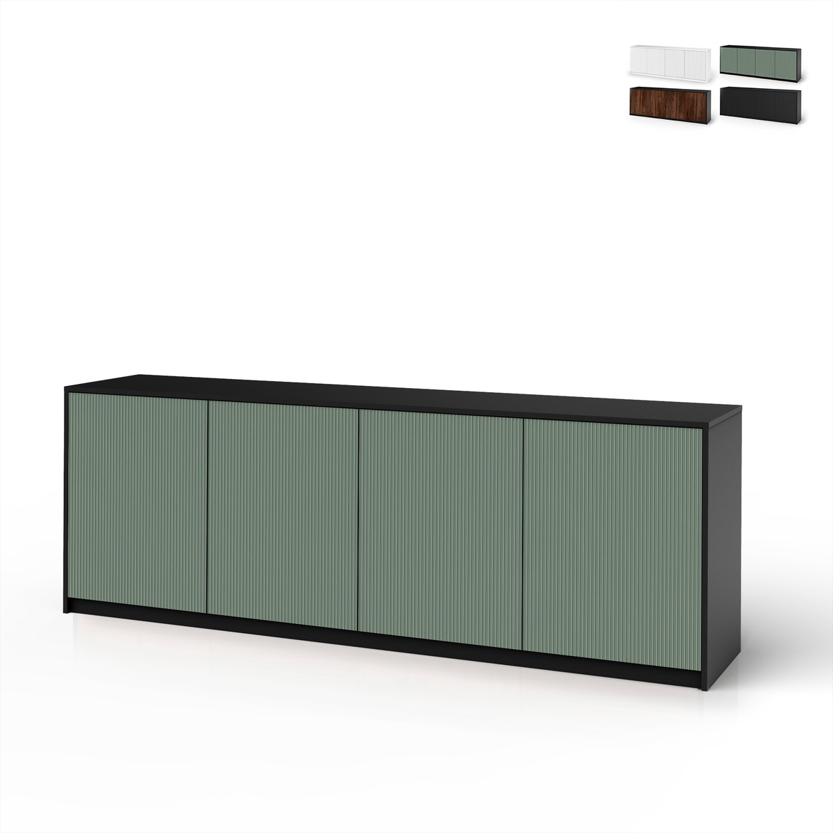 Aparador de cocina con 4 puertas acanaladas 238x50x83cm Budapest BF