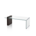 Mesa de centro de vidrio curvado y madera 110x55x42cm Feng S Oferta
