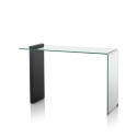 Consola moderna de entrada de madera y vidrio curvado 120x40x75cm Feng M Descueto