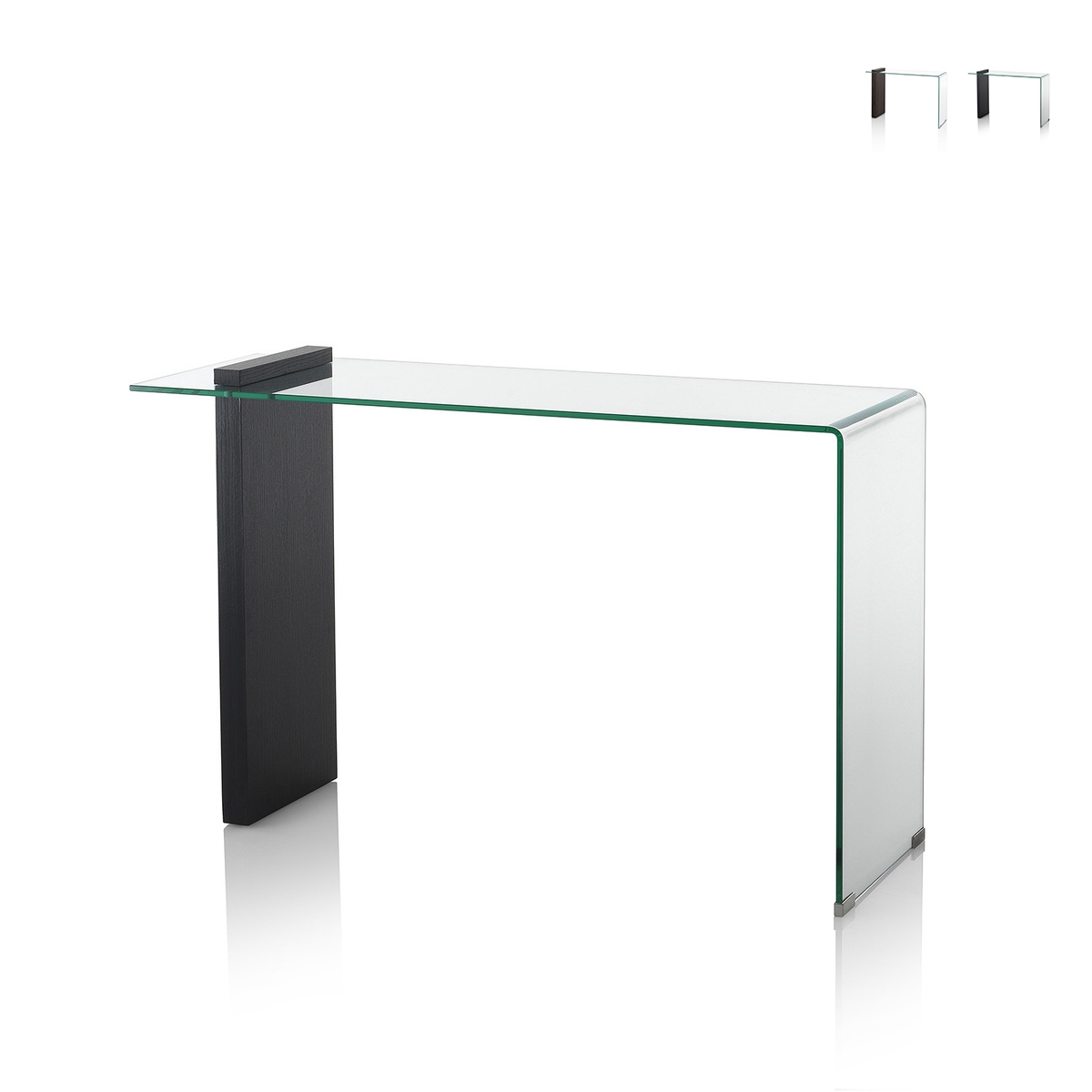 Consola moderna de entrada de madera y vidrio curvado 120x40x75cm Feng M Promoción