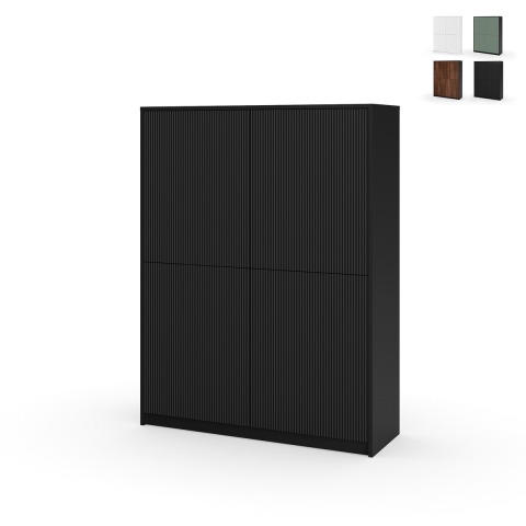 Aparador alto mueble moderno con puertas canaleteadas Budapest Promoción