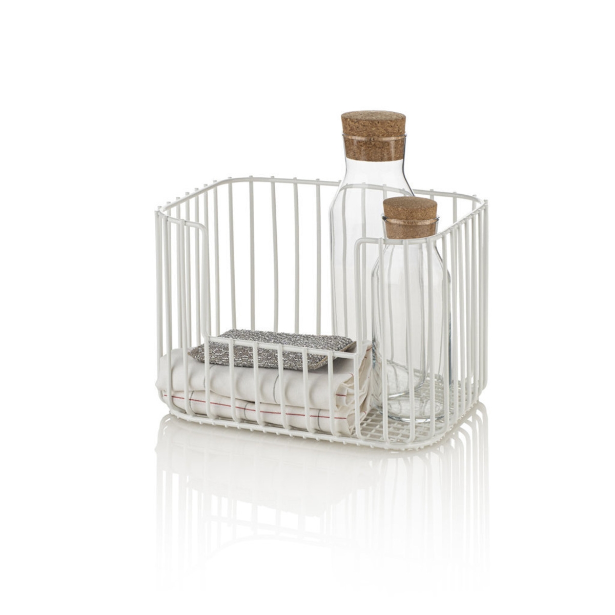 Cesto organizador apilable moderno blanco Kinzo