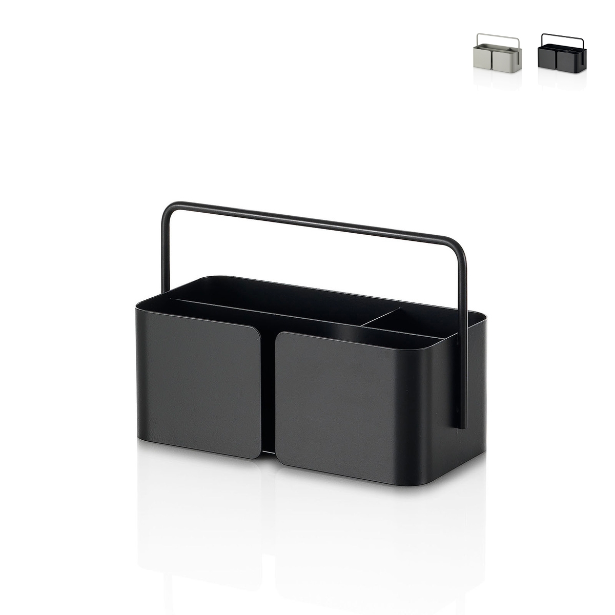 Contenedor organizador de metal con 3 compartimentos y asa Kogi M