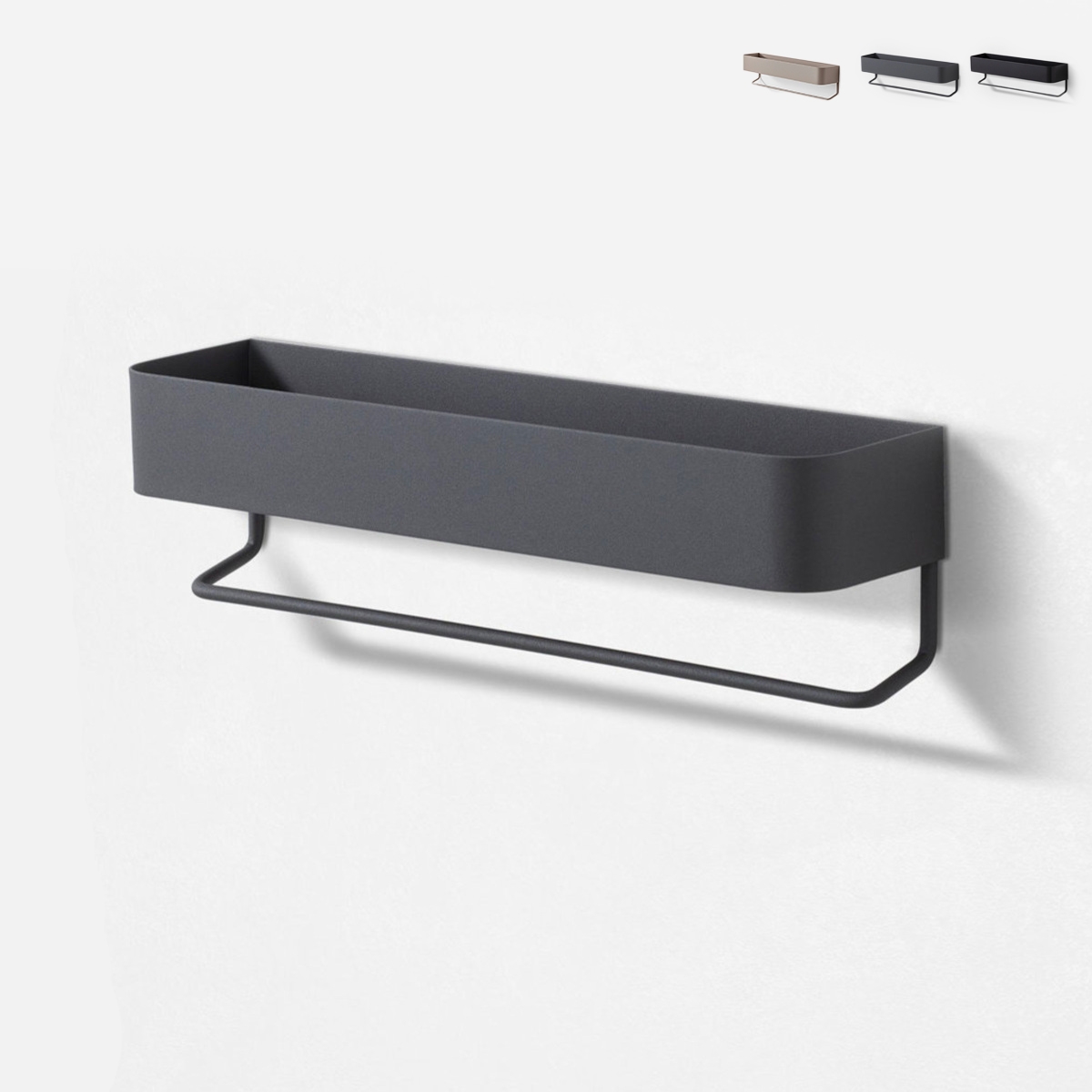 Estante de pared de metal mate con soporte Lara Stock Estante de pared de metal mate con soporte Lara Stock