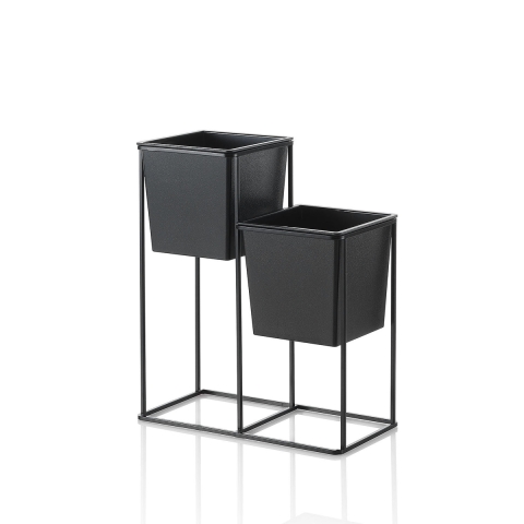 Soporte de metal negro para 2 macetas de interior Huas Promoción