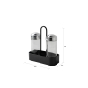 Juego de sal y pimienta negra con frascos de vidrio y soporte de metal Salz Oferta