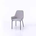 Juego de 4 sillas modernas de cocina en tejido gris con reposabrazos Nisida Promoción