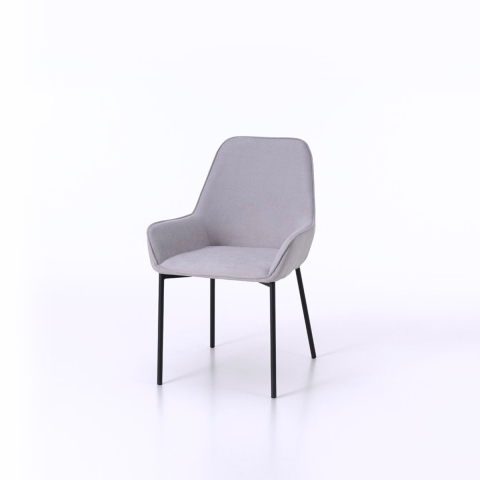Juego de 4 sillas modernas de cocina en tejido gris con reposabrazos Nisida Promoción