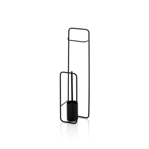 Soporte de baño WC para papel higiénico y escobillero de metal negro Seiki Promoción