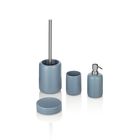 Set de accesorios de baño 4 piezas en cerámica mate azul Skylar Promoción