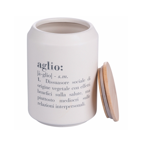 Tarro de gres blanco para ajo con tapa 1,6L Victionary D Promoción