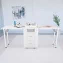 Mesa de esteticista y manicura compacta con doble mesa y ruedas Dabol Venta