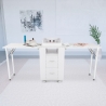 Mesa de esteticista y manicura compacta con doble mesa y ruedas Dabol Venta
