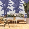 Papel tapiz floral para dormitorio y sala de estar Palmeras Blancas y Azules Rebajas