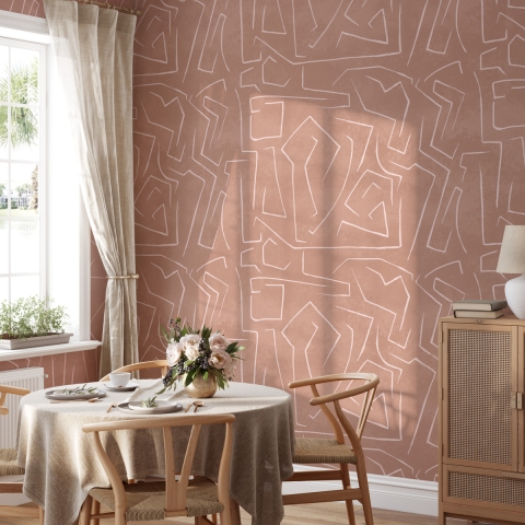 Papel pintado adhesivo diseño geométrico rosa y blanco Graffiti Promoción