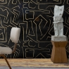 Papel pintado moderno artístico diseño geométrico negro dorado Graffiti Oferta