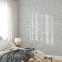 Papel pintado damasco blanco y azul para salón dormitorio Chic Promoción
