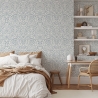Papel pintado damasco blanco y azul para salón dormitorio Chic Venta