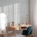 Papel pintado damasco blanco y azul para salón dormitorio Chic Oferta