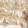 Papel pintado adhesivo floral beige para sala de estar Cactus nel Deserto Venta