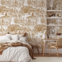 Papel pintado adhesivo floral beige para sala de estar Cactus nel Deserto Rebajas