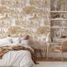 Papel pintado adhesivo floral beige para sala de estar Cactus nel Deserto Rebajas