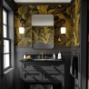 Papel pintado floral dorado para baño y dormitorio Hojas de Banano Promoción