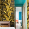 Papel pintado floral dorado para baño y dormitorio Hojas de Banano Oferta