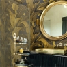 Papel pintado floral dorado para baño y dormitorio Hojas de Banano Venta