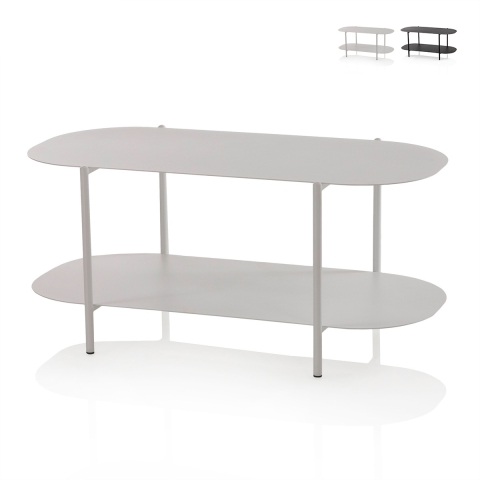 Mesa de centro de diseño moderno en metal con estante Vitko Promoción