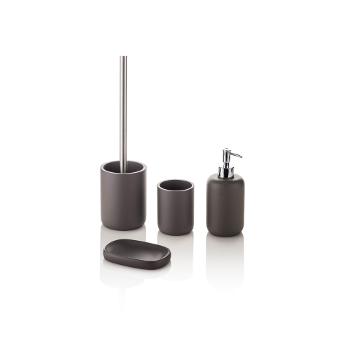 Set de accesorios de baño dispensador vaso jabonera portaescobillas gris Zara Promoción