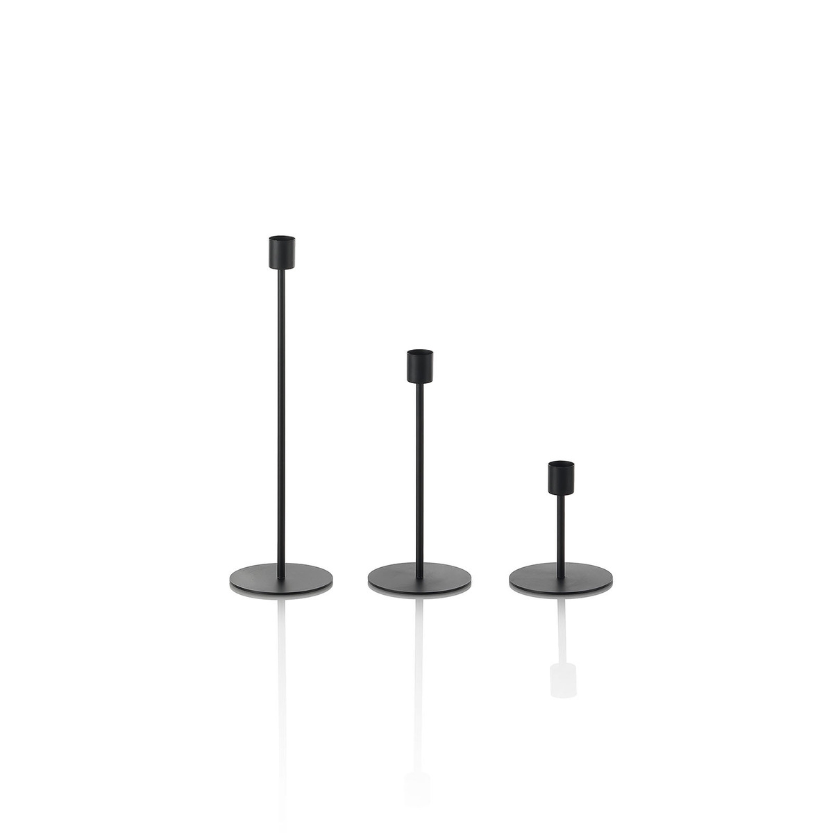 Set de 3 portavelas de metal negro estilo minimalista Zen Promoción Set de 3 portavelas de metal negro estilo minimalista Zen Promoción
