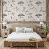Papel pintado vintage animales jungla beige para cabecero de cama Safari Promoción