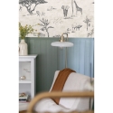Papel pintado vintage animales jungla beige para cabecero de cama Safari Descueto