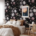 Papel tapiz floral para dormitorio estilo shabby chic floral oscuro Promoción