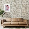 Papel pintado blanco moderno diseño artístico Graffiti Rayas Negras Promoción