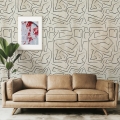 Papel pintado blanco moderno diseño artístico Graffiti Rayas Negras Promoción