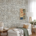 Papel pintado blanco moderno diseño artístico Graffiti Rayas Negras Oferta
