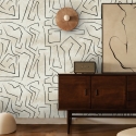 Papel pintado blanco moderno diseño artístico Graffiti Rayas Negras Rebajas