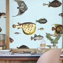 Papel pintado mar azul para sala de estar pasillo Peces Tropicales Rebajas