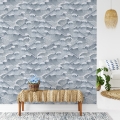 Papel tapiz adhesivo vintage artístico con ondas blancas y azul marino Promoción