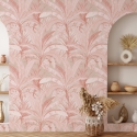 Papel pintado elegante y refinado para sala de estar Jungla Tropical Rosa Oferta