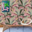 Papel tapiz sofisticado floral estilo jungla Bosco Tropicale Rosa Rebajas