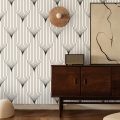 Papel pintado geométrico diseño vintage blanco y negro Art Déco Promoción