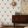 Papel pintado geométrico diseño vintage blanco y negro Art Déco Promoción