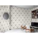 Papel pintado geométrico diseño vintage blanco y negro Art Déco Descueto