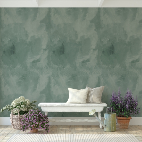 Papel pintado adhesivo elegante para salón Stucco Veneziano Verde Promoción