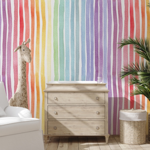 Papel tapiz adhesivo colorido para habitación infantil Righe Arcobaleno Promoción