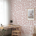 Papel pintado moderno diseño geométrico abstracto blanco y rosa Promoción